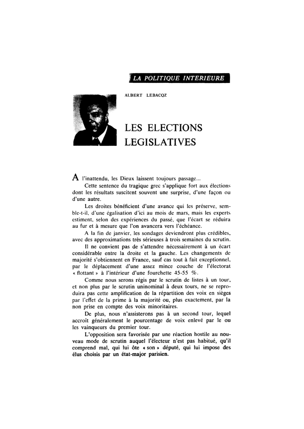 Les Elections Legislatives