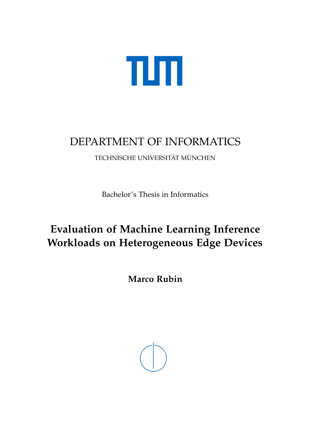 DEPARTMENT of INFORMATICS Evaluation of Machine Learning