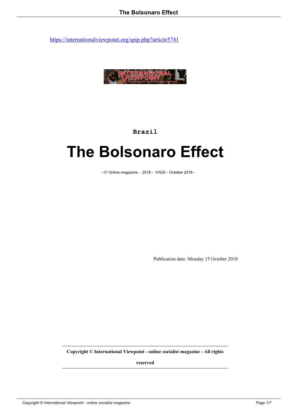 The Bolsonaro Effect