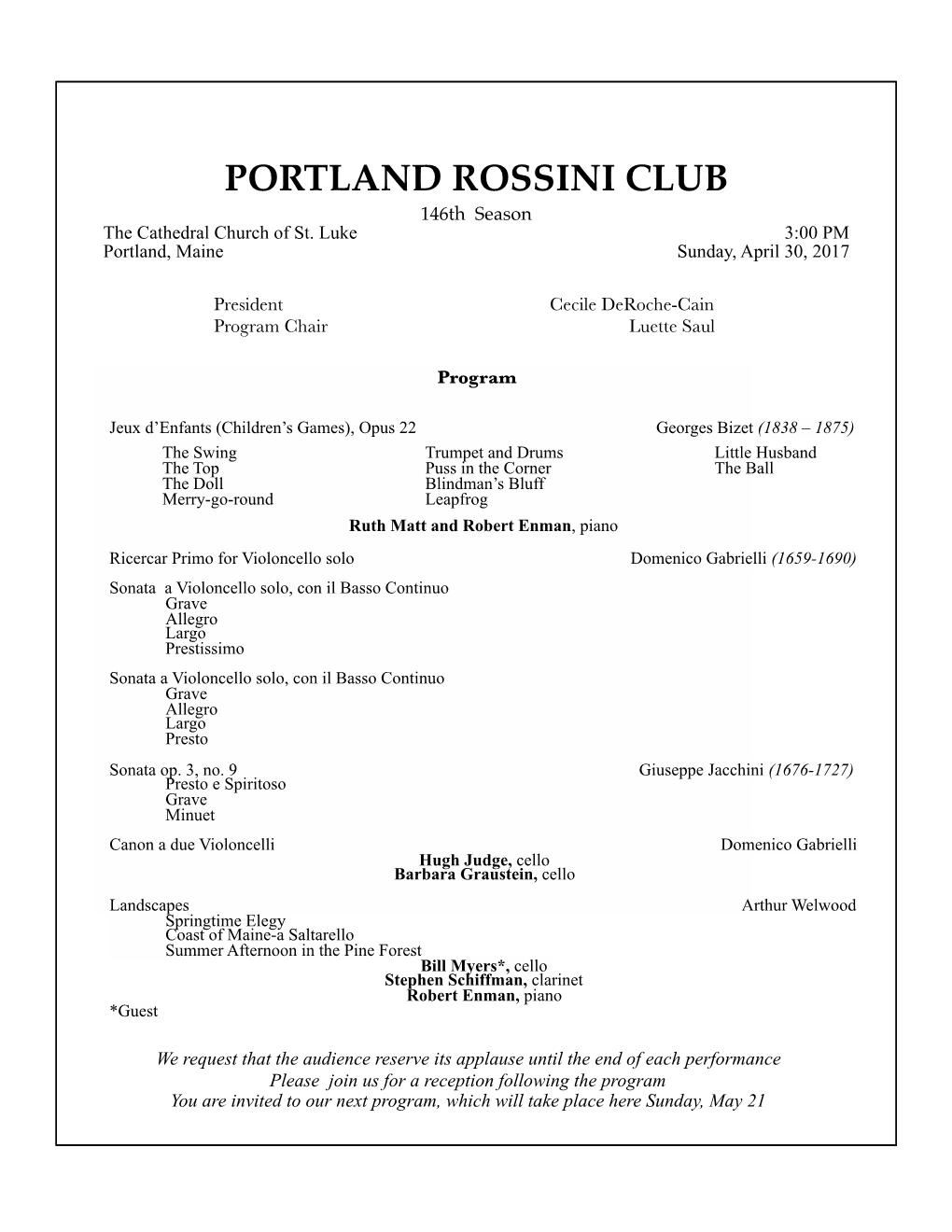 Rossini Program 4-30-17