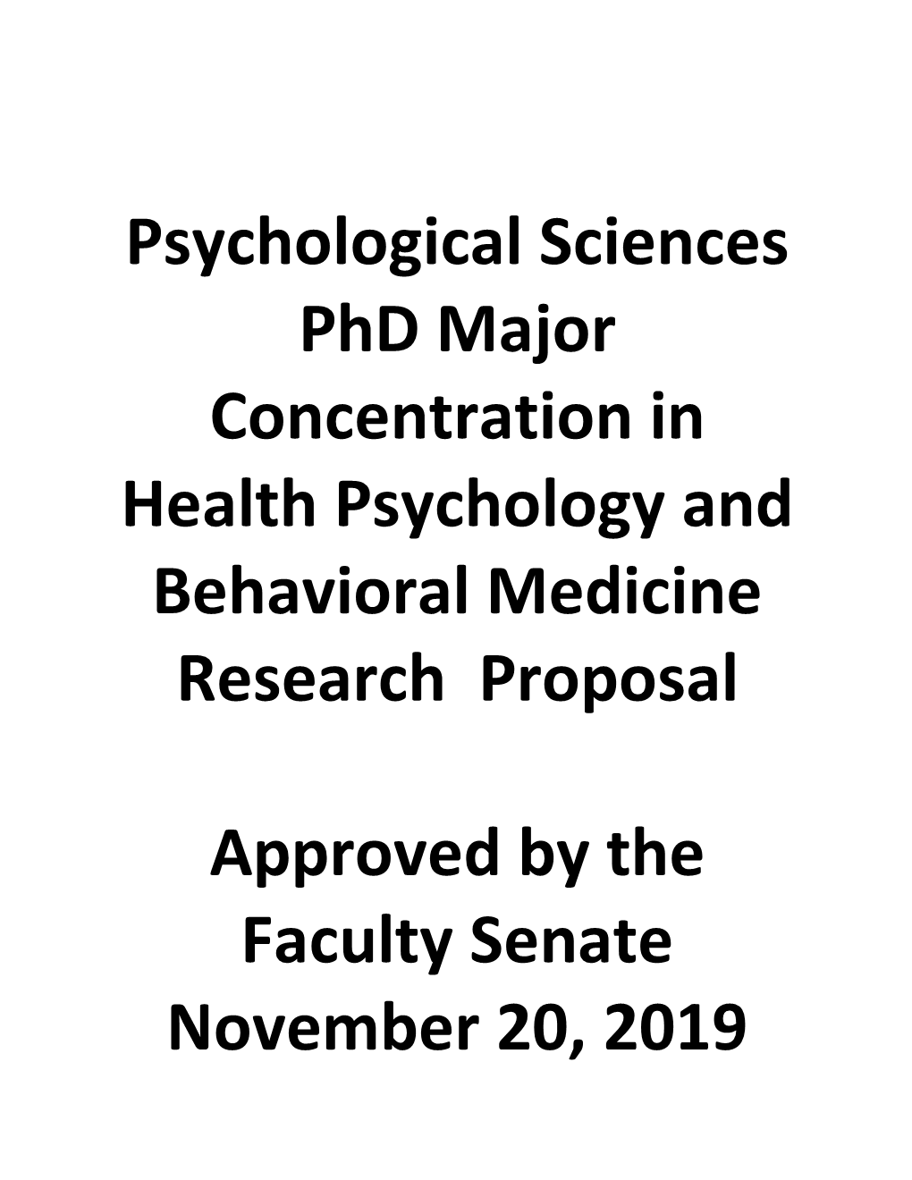 Proposed New Major Concentrations in Psychological Sciences