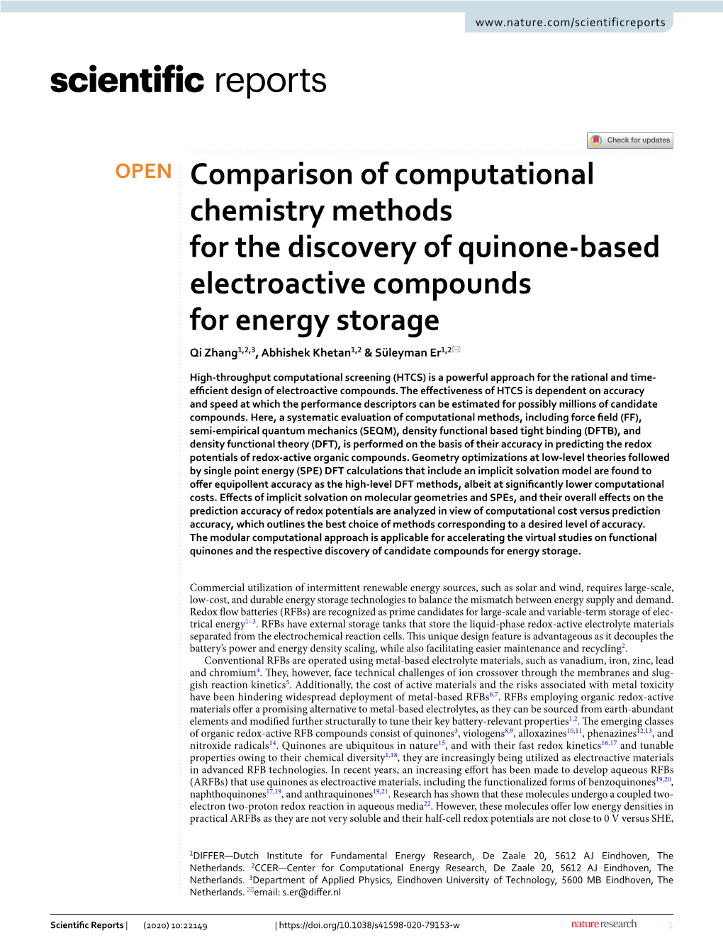 Comparison of Computational Chemistry Methods for The