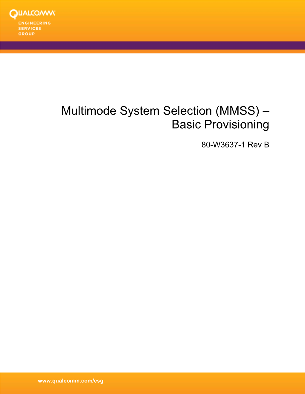 Multimode System Selection (MMSS) – Basic Provisioning