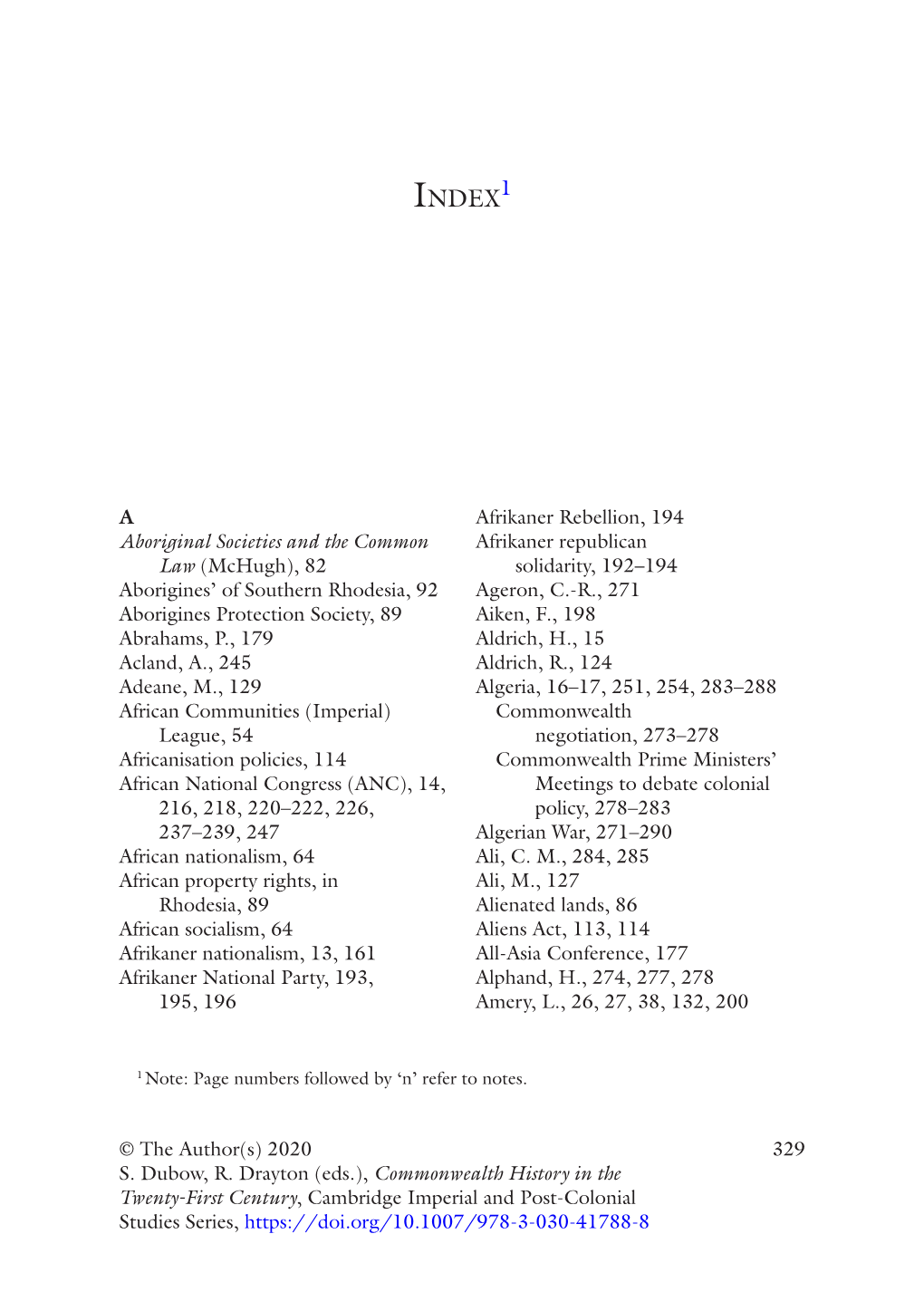 Commonwealth History in the Twenty-First Century, Cambridge Imperial and Post-Colonial Studies Series, 330 INDEX