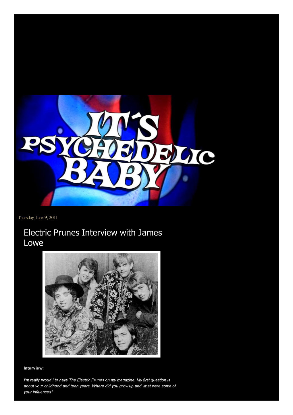 Electric Prunes Interview with James Lowe