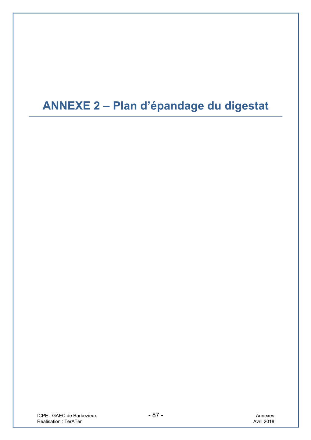 ANNEXE 2 – Plan D'épandage Du Digestat