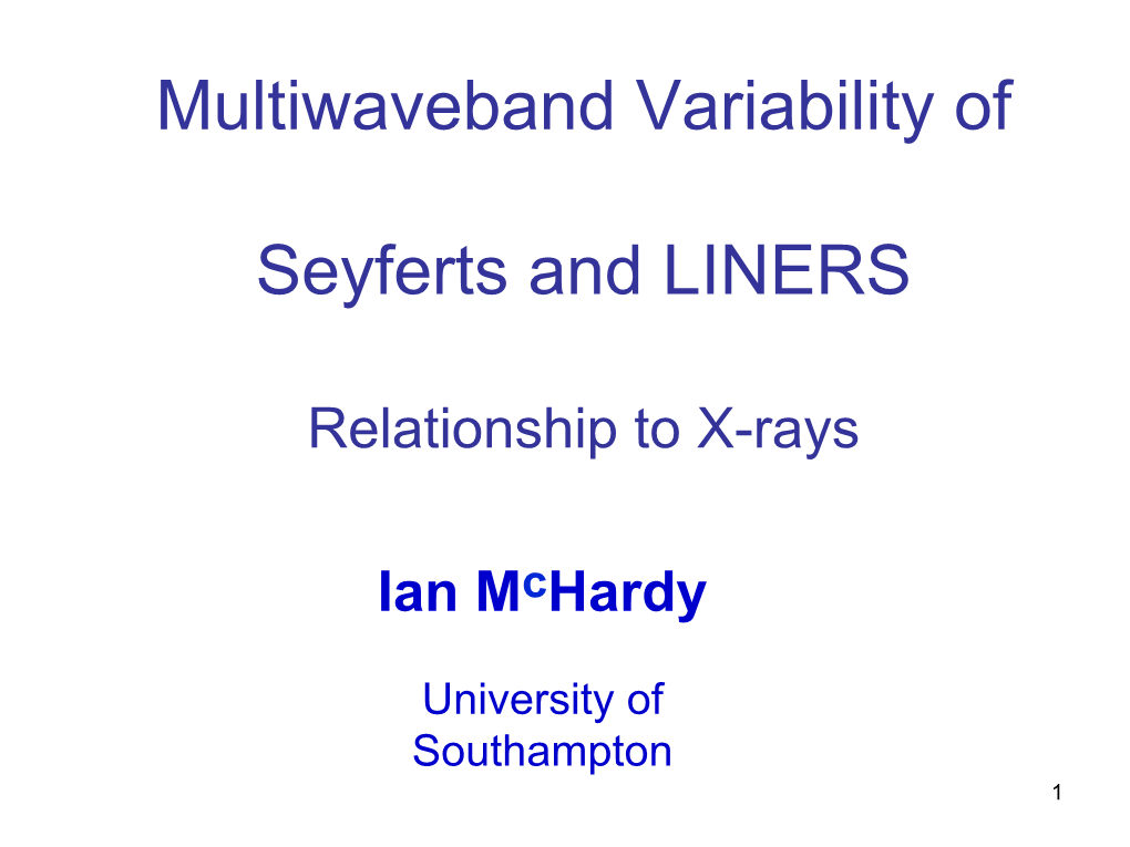 X-Ray / UV / Optical Variability
