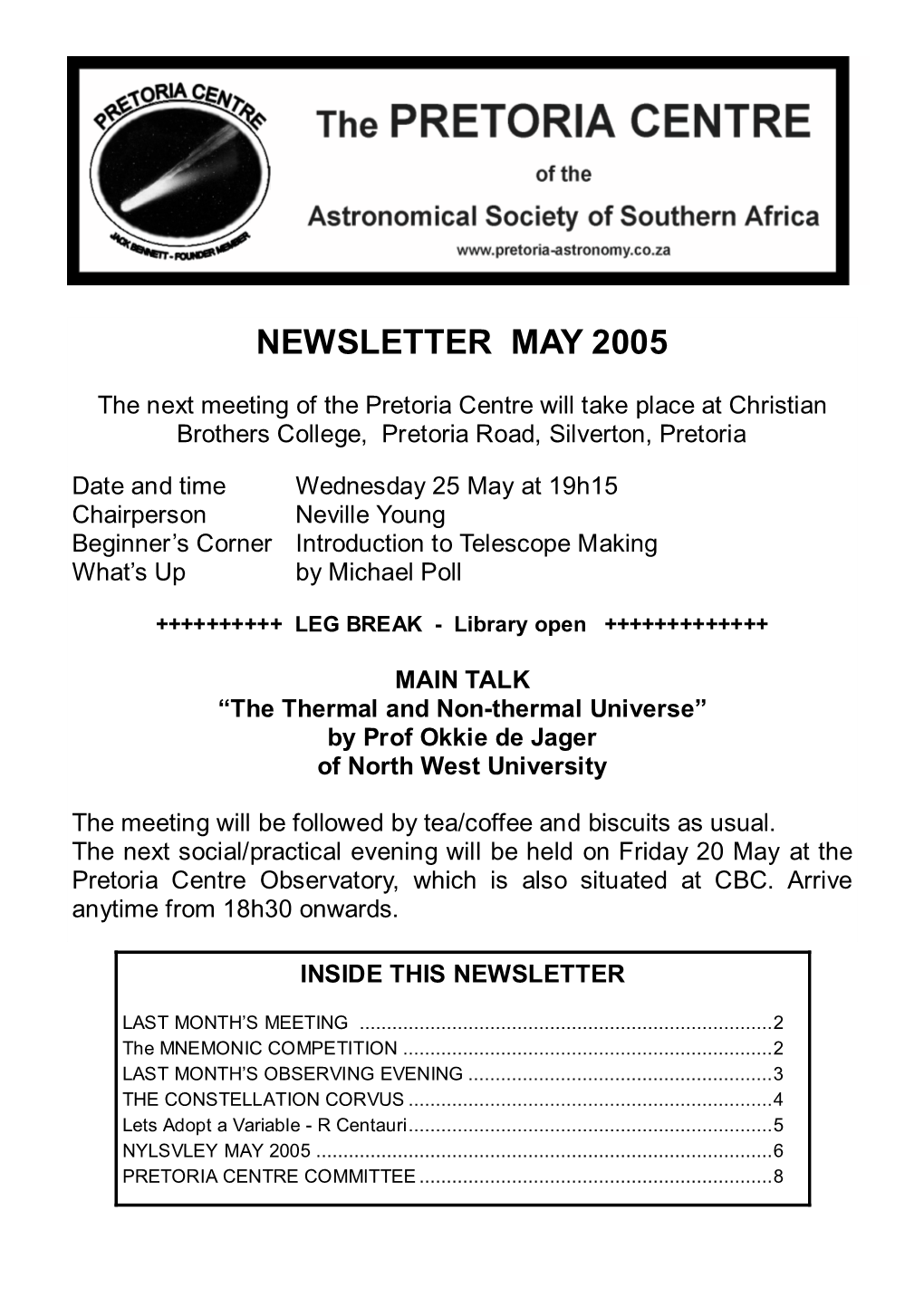 Newsletter May 2005 Without Pictures and Logo.Pub