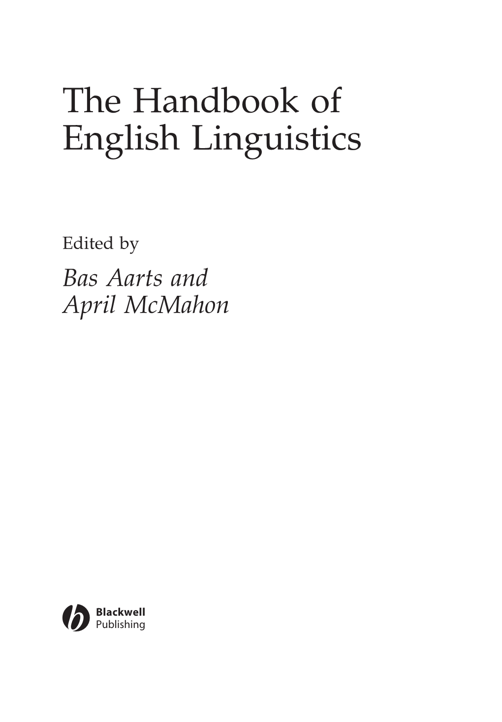 The Handbook of English Linguistics