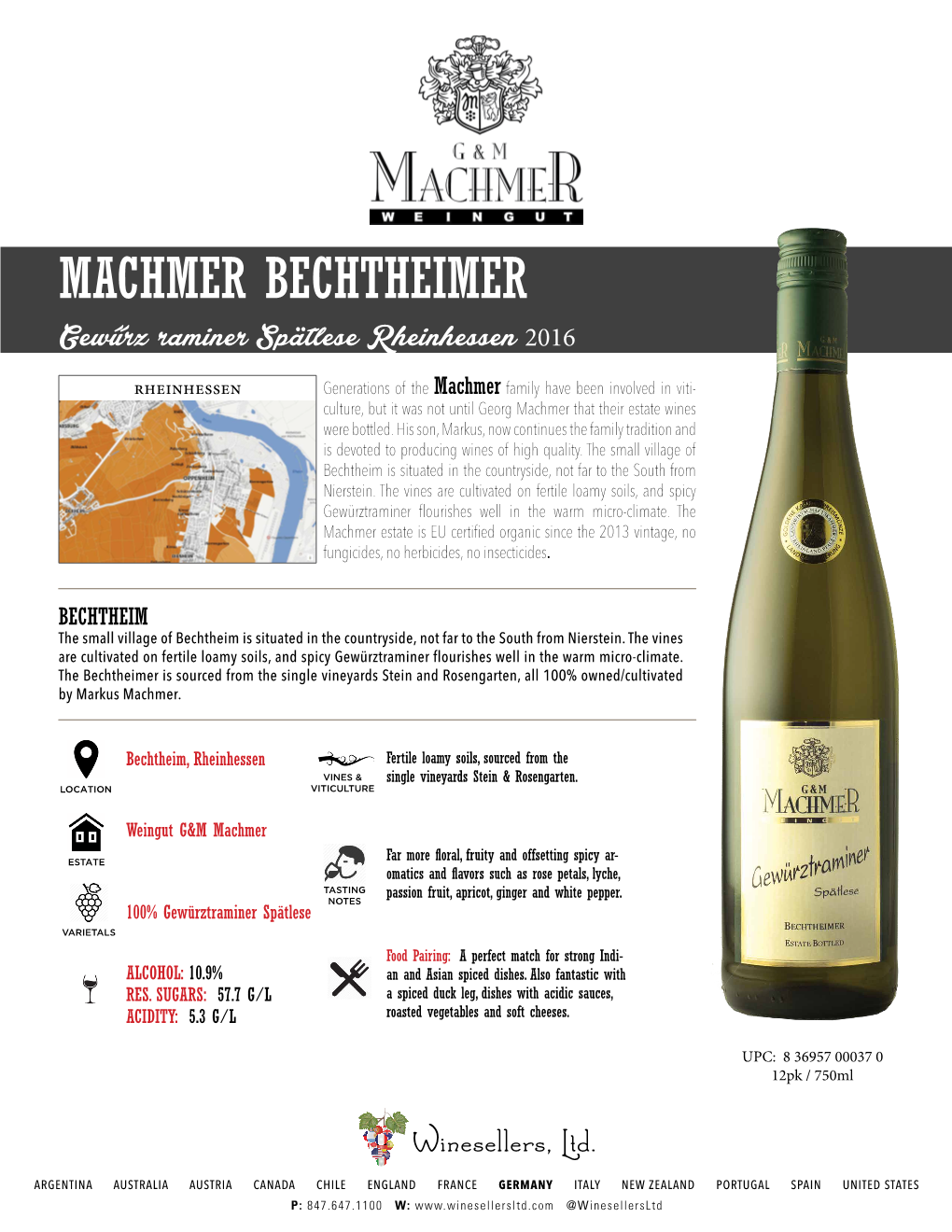 MACHMER BECHTHEIMER Gewűrz Raminer Spätlese Rheinhessen 2016