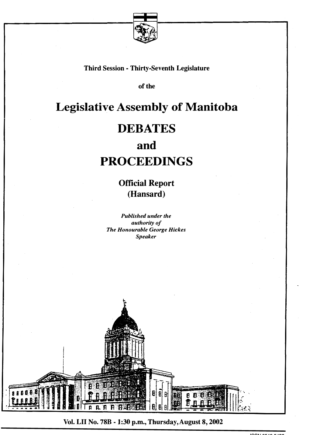 Legislative Assembly of Manitoba DEBATES and PROCEEDINGS