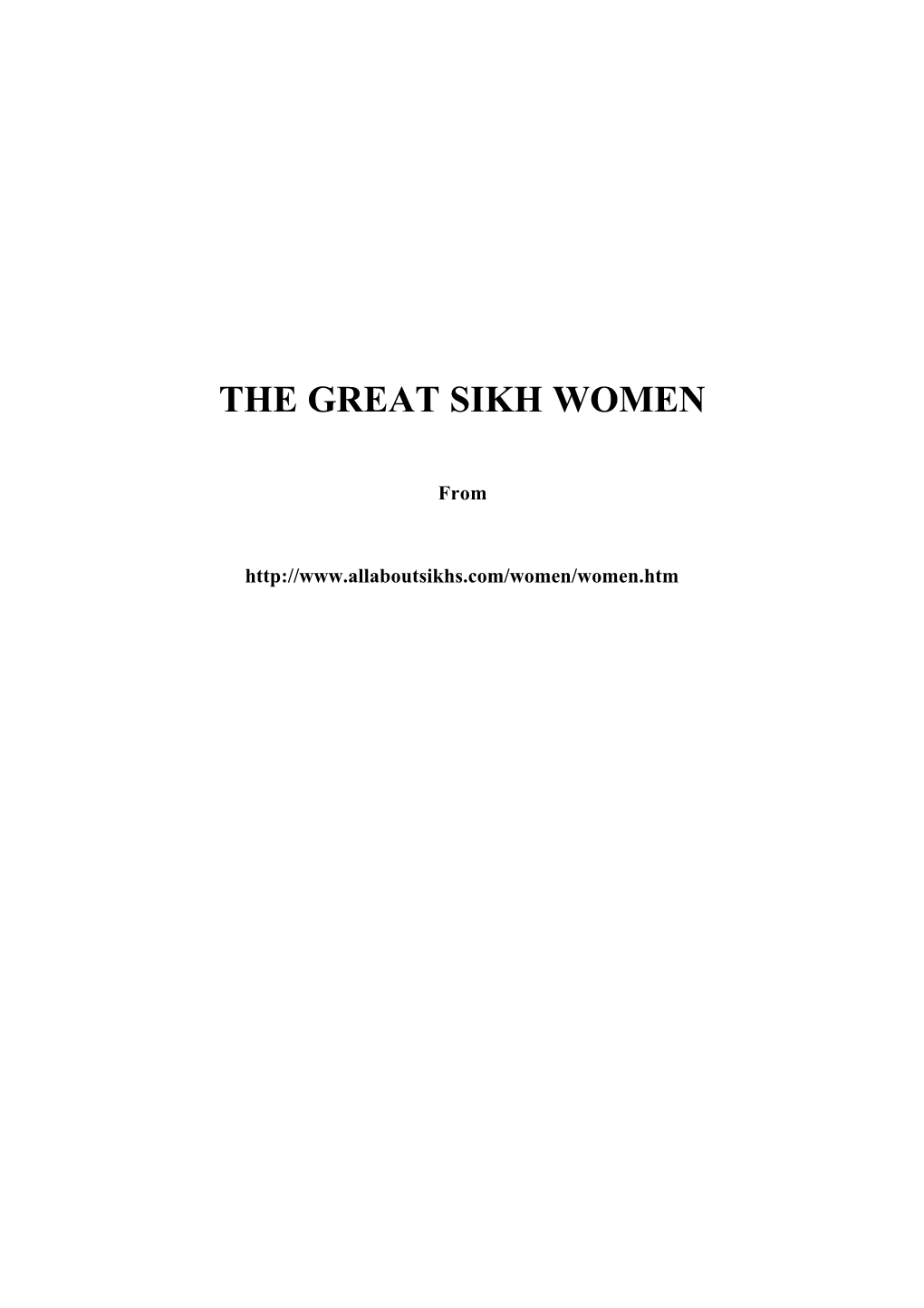 The Great Sikh Women