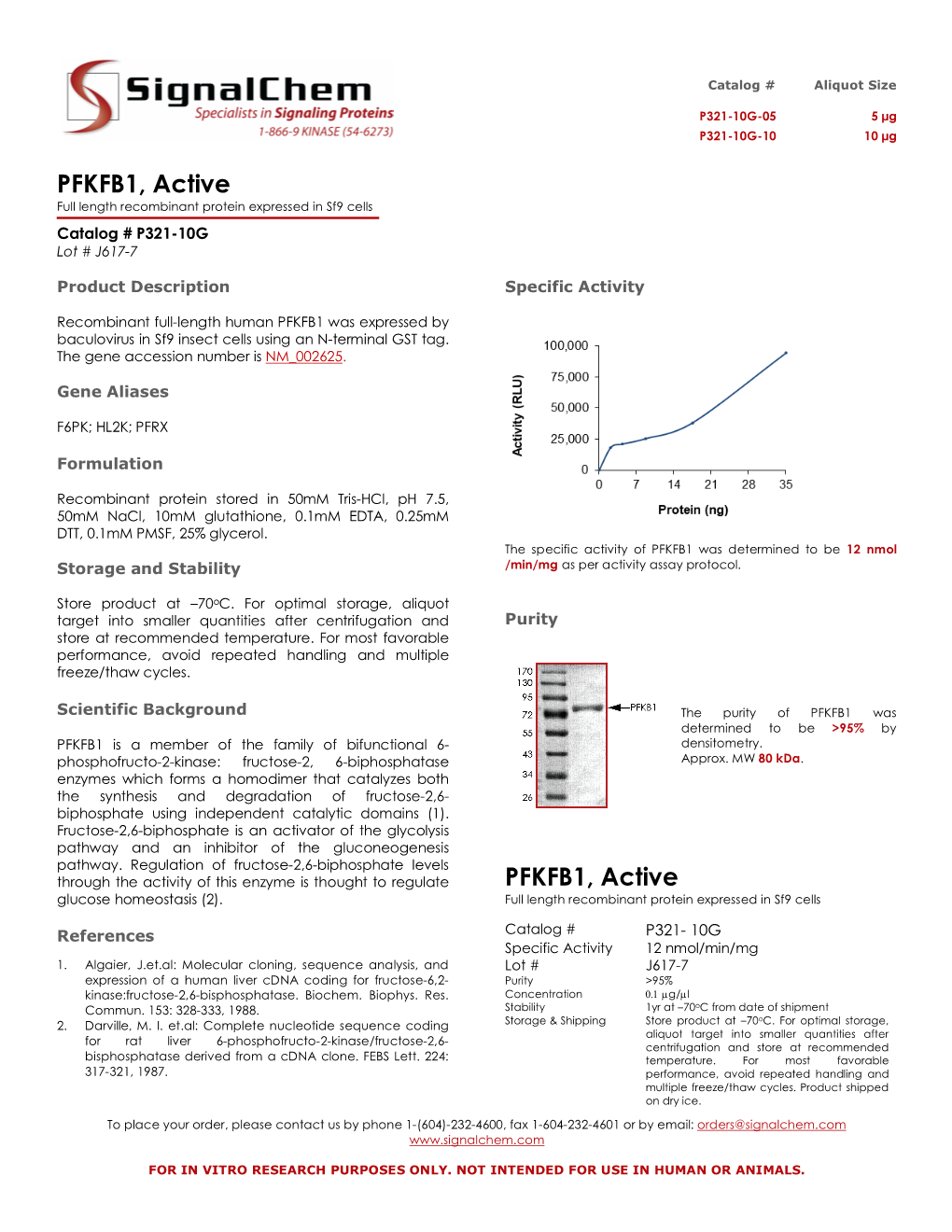 PFKFB1, Active Full Length Recombinant Protein Expressed in Sf9 Cells