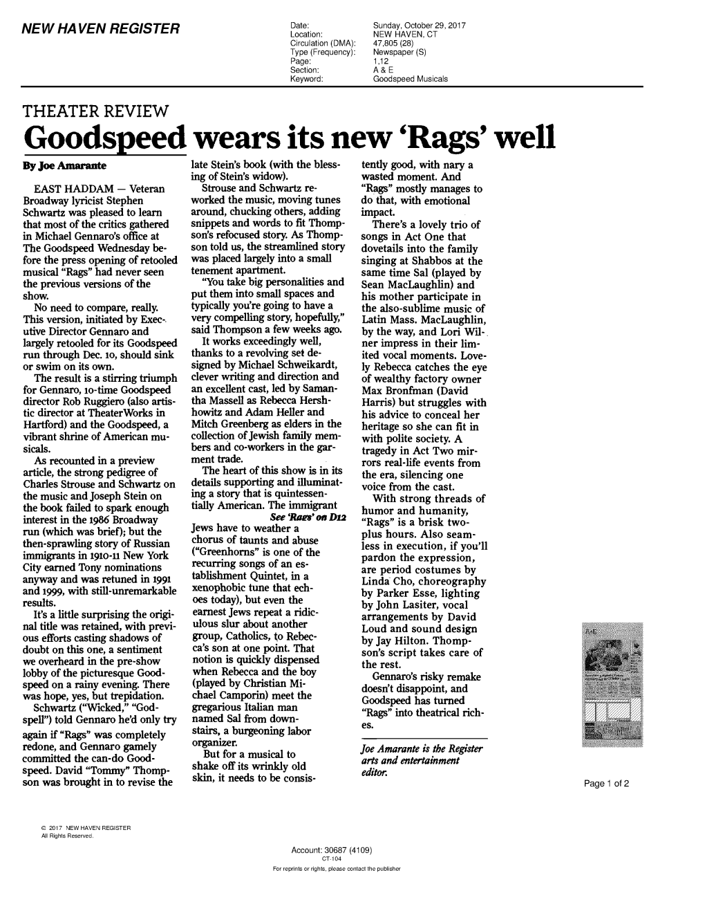 BWW Review: RAGS at Goodspeed Opera House