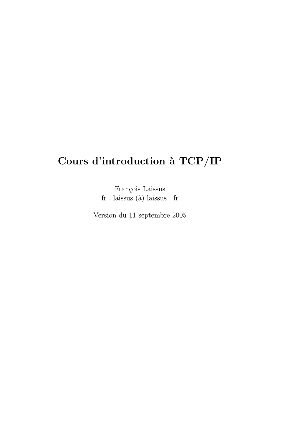 Cours D'introduction `A TCP/IP