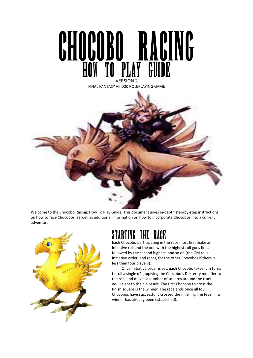 How to Play Guide Version 2 Final Fantasy Vii D20 Roleplaying Game