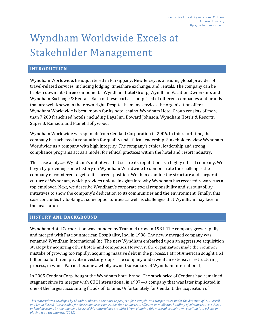 Wyndham Worldwide Excels at Stakeholder Management