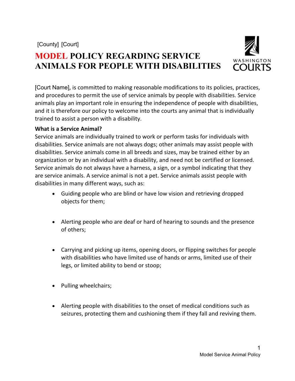 Model Policy Regarding Service