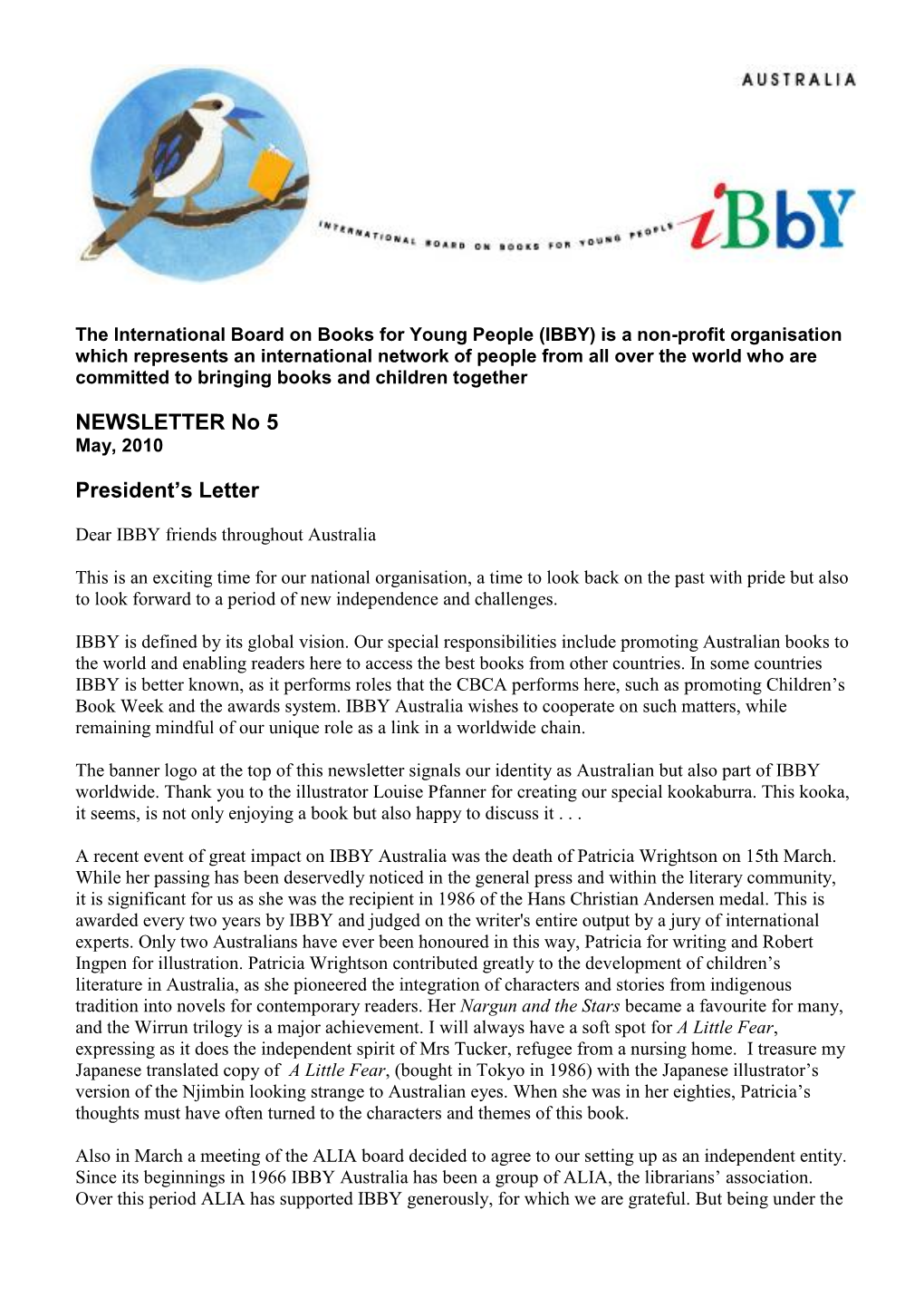 IBBY Australia Newsletter May 10