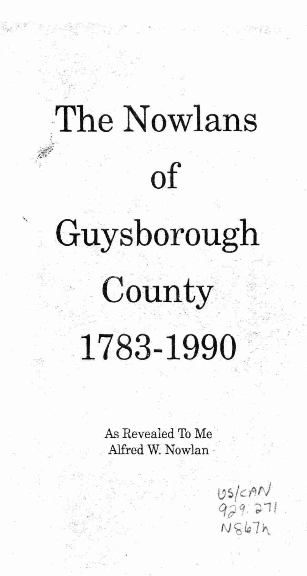 The Nowlans of Guysborough County 1783-1990