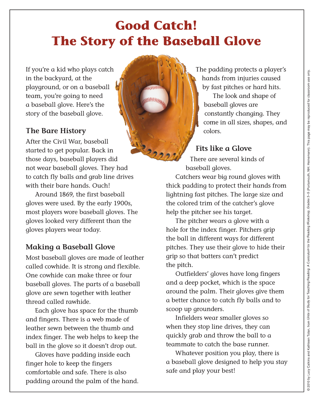 Good Catch! the Story of the Baseball Glove