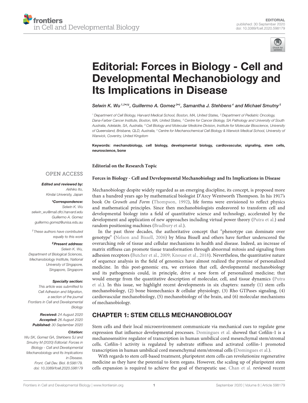 Forces in Biology - Cell and Developmental Mechanobiology and Its Implications in Disease