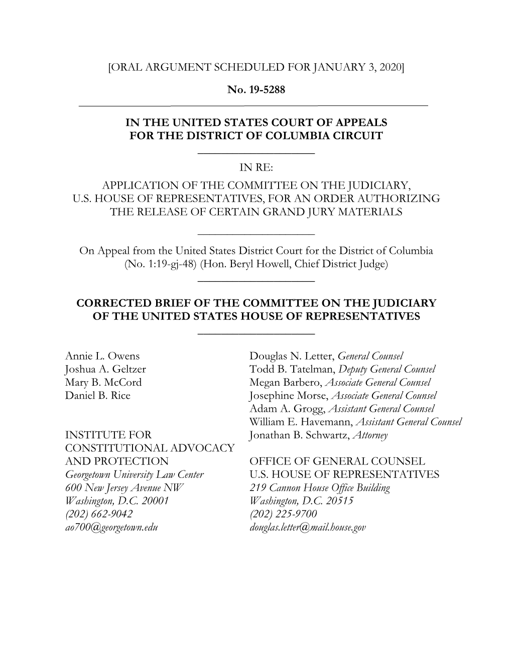 2019-12-17 House Judiciary Corrected Brief Opposing Appeal In