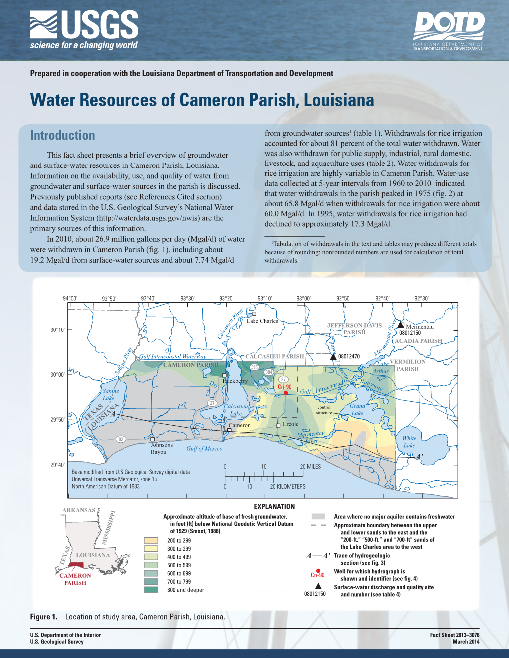 Water Resources of Cameron Parish, Louisiana