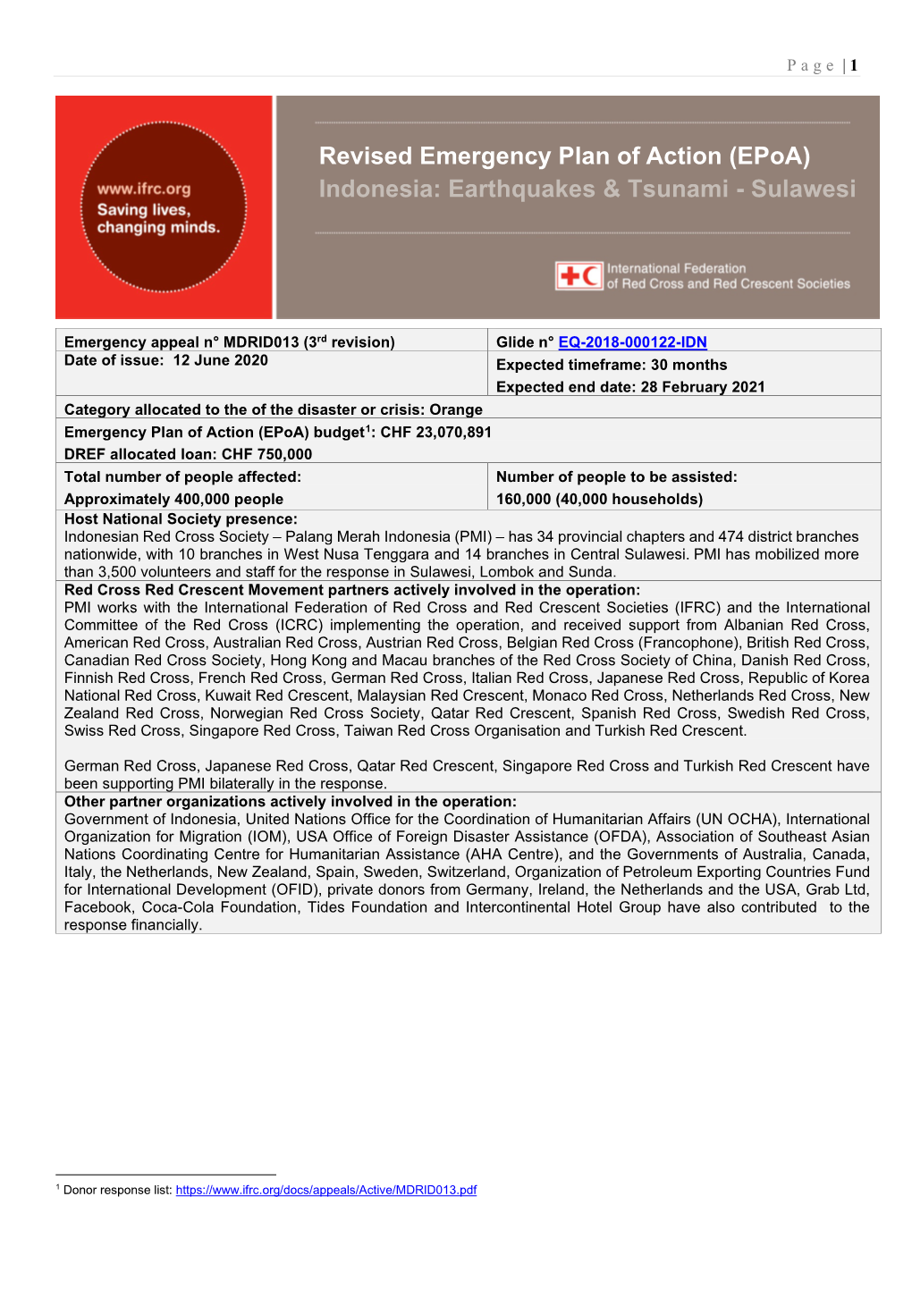 (Epoa) Indonesia: Earthquakes & Tsunami - Sulawesi