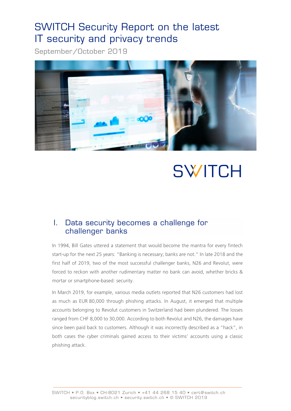 SWITCH Security Report on the Latest IT Security and Privacy Trends September/October 2019