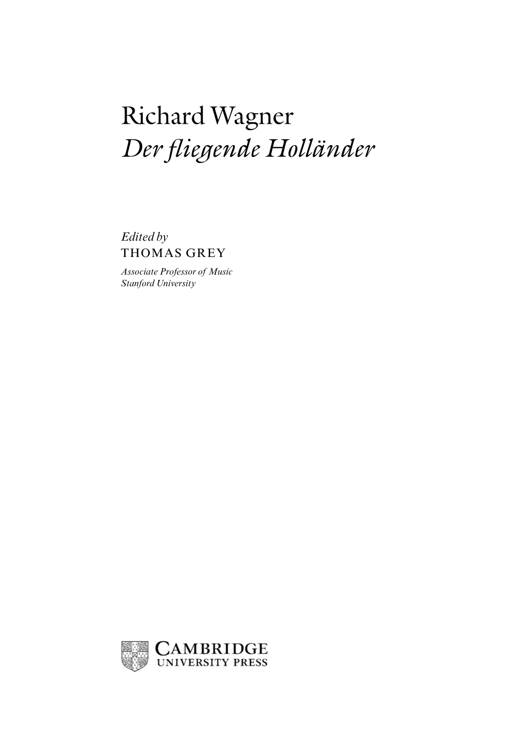 Richard Wagner Der Fliegende Holländer