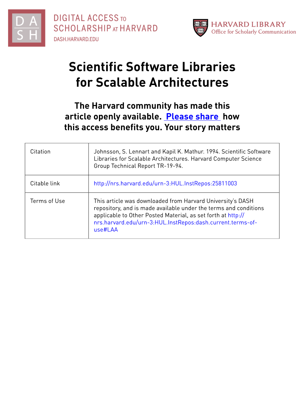 Scientific Software Libraries for Scalable Architectures