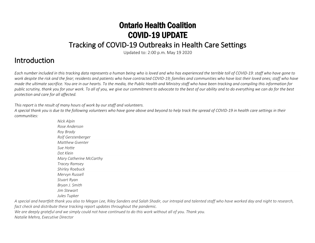 Full Version of the Health Care Outbreaks