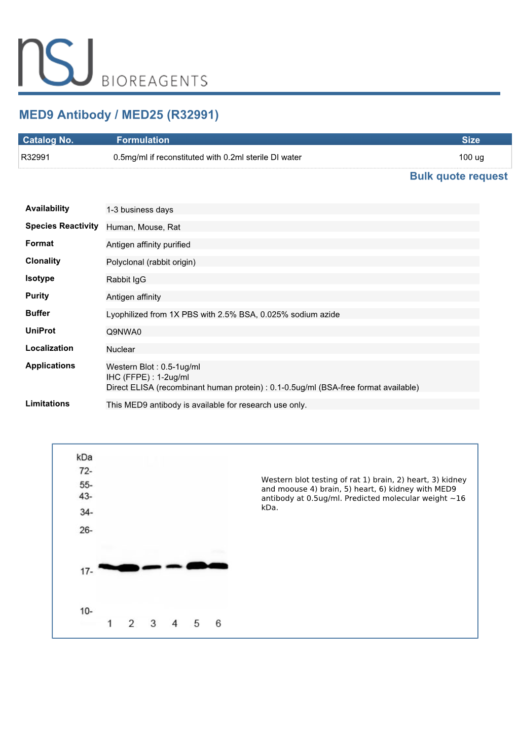 MED9 Antibody / MED25 (R32991)