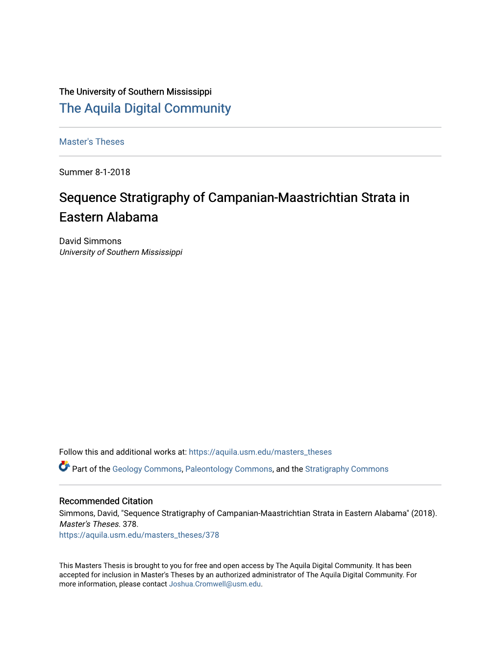 Sequence Stratigraphy of Campanian-Maastrichtian Strata in Eastern Alabama