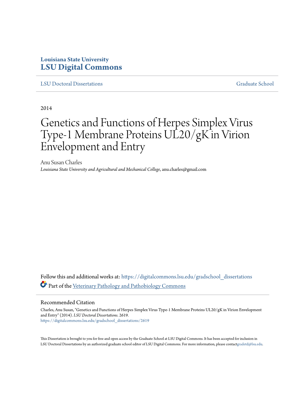 Genetics and Functions of Herpes Simplex Virus Type-1 Membrane