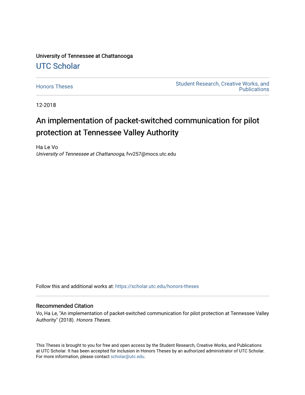 An Implementation of Packet-Switched Communication for Pilot Protection at Tennessee Valley Authority