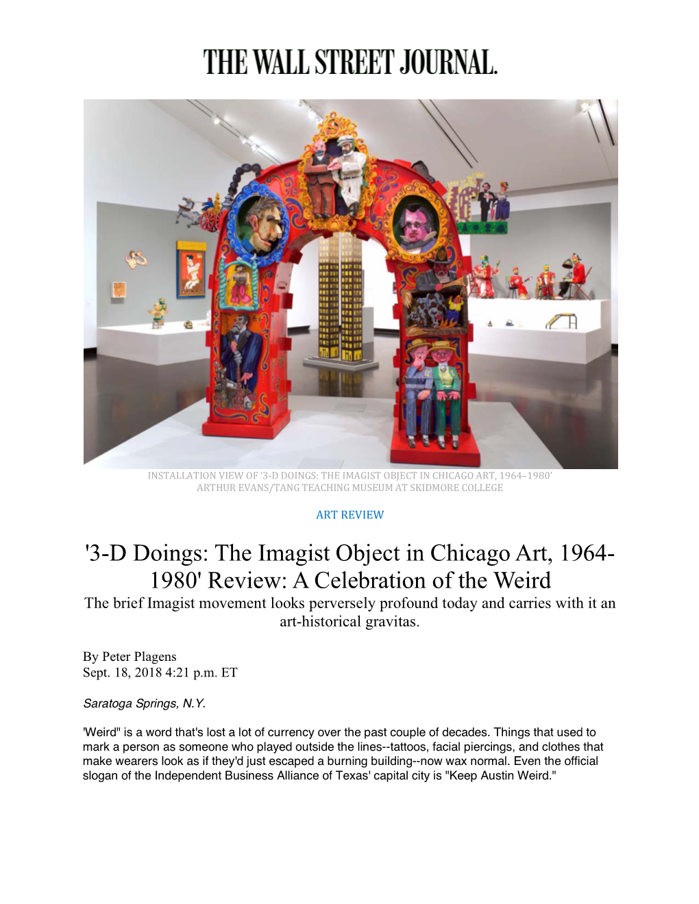 '3-D Doings: the Imagist Object in Chicago Art, 1964- 1980' Review