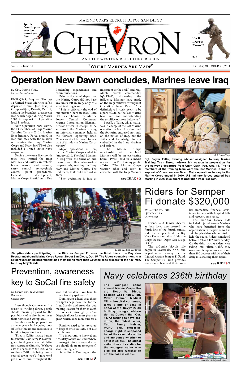 Operation New Dawn Concludes, Marines Leave Iraq Riders For