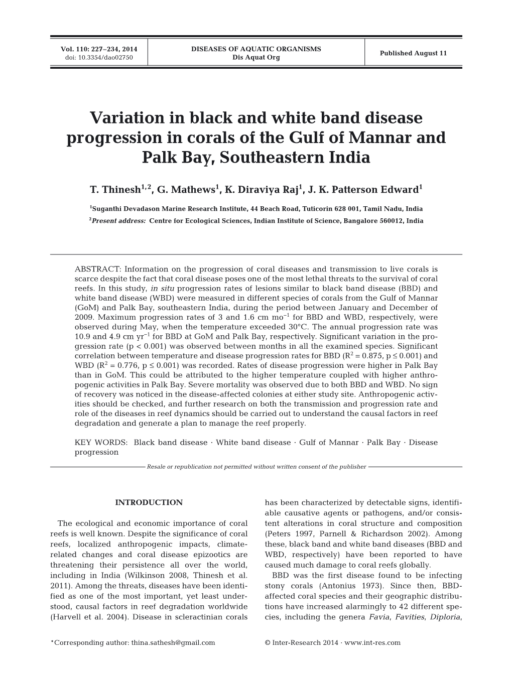 Disease of Aquatic Organisms 110:227