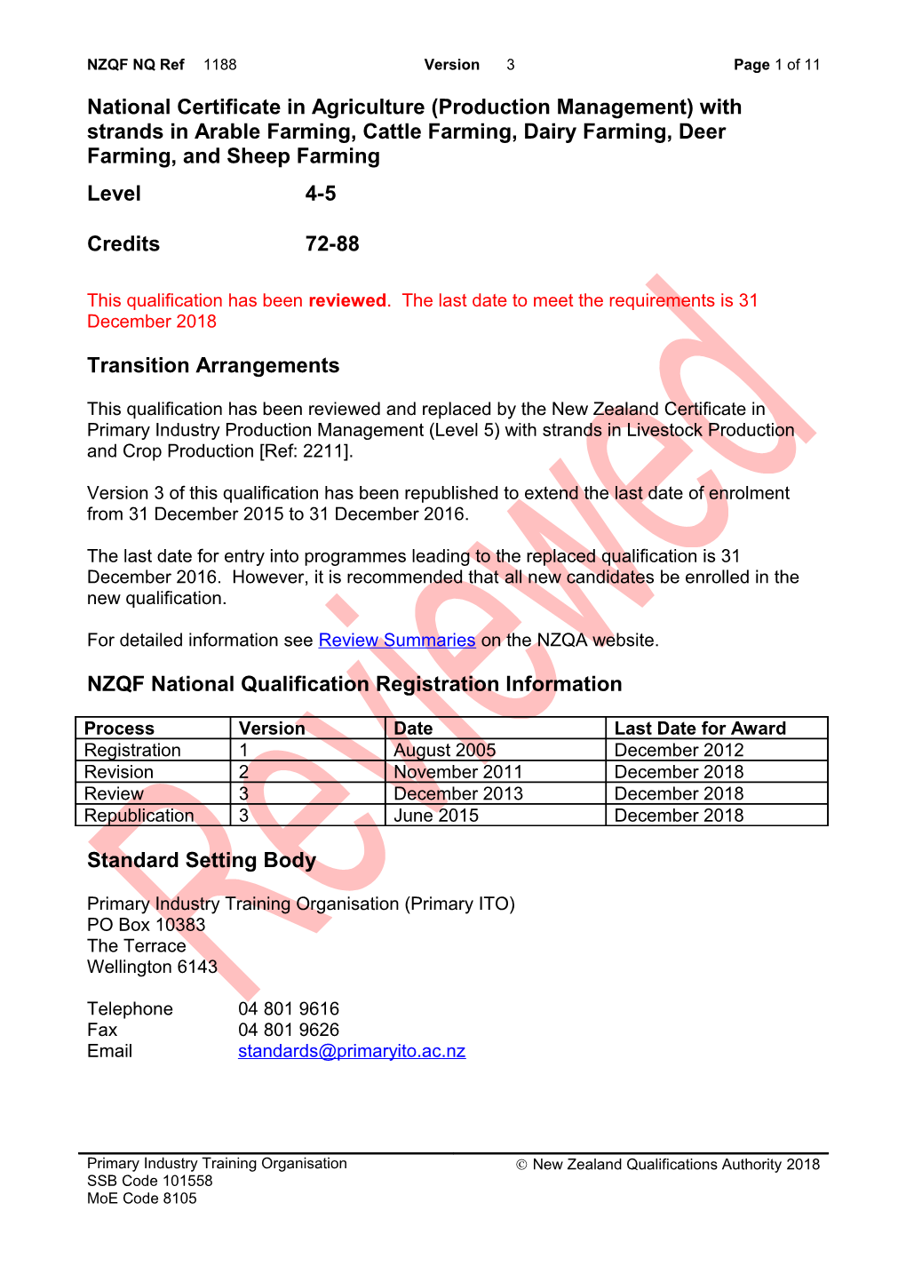 1188 National Certificate in Agriculture (Production Management) with Strands in Arable