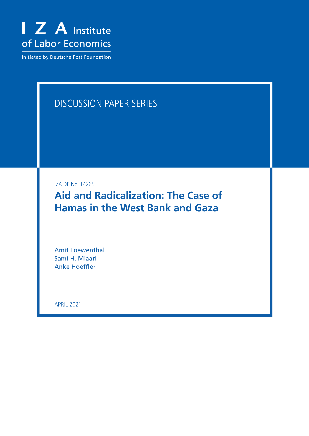 Aid and Radicalization: the Case of Hamas in the West Bank and Gaza