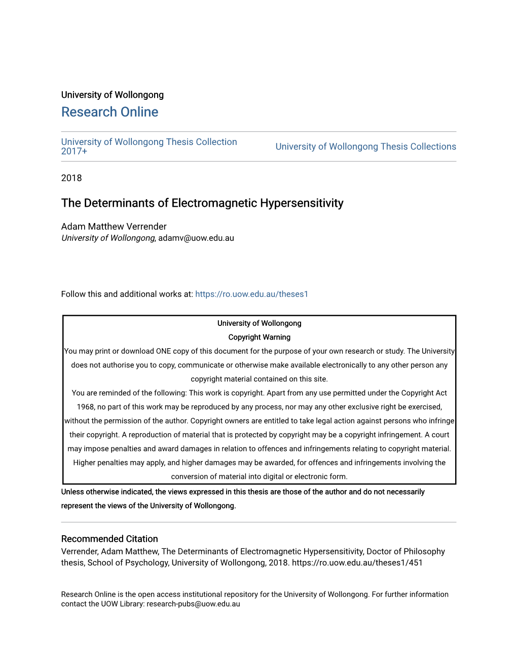 The Determinants of Electromagnetic Hypersensitivity