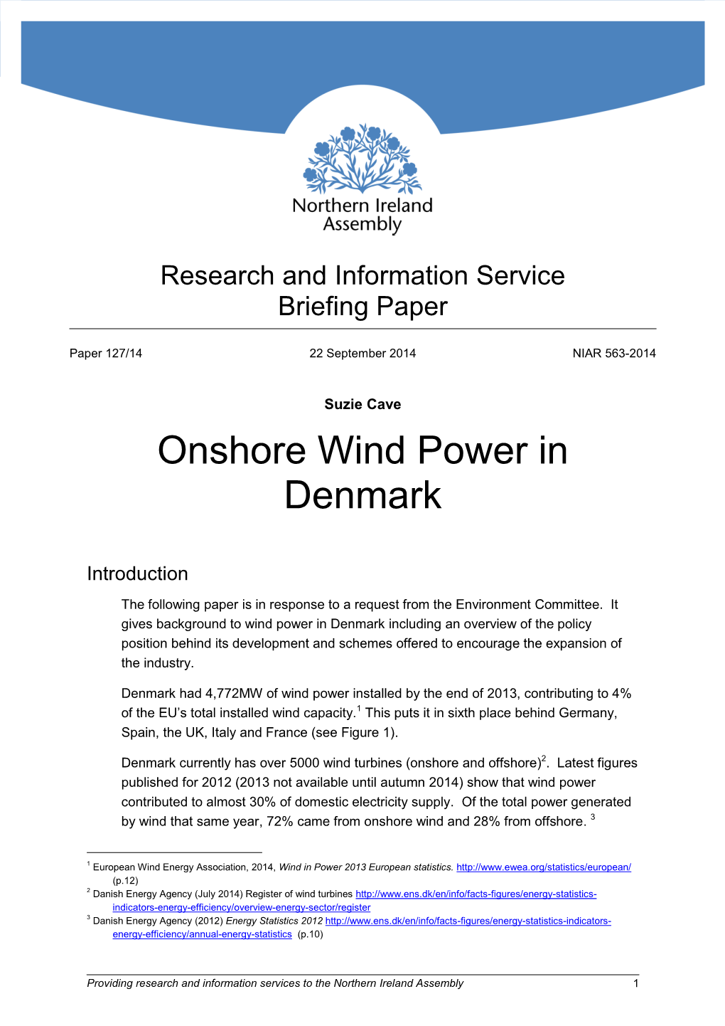 Onshore Wind Power in Denmark