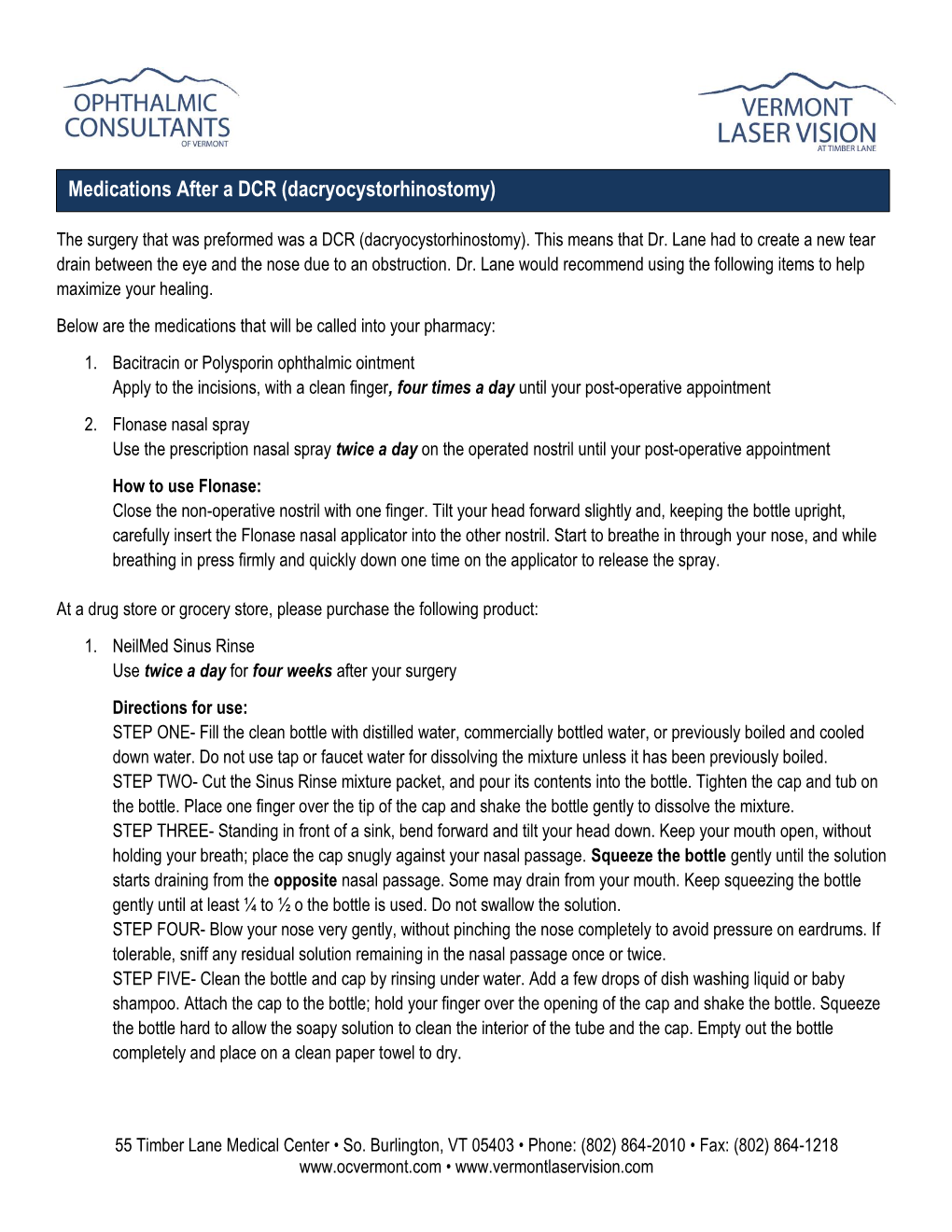 Medications After a DCR (Dacryocystorhinostomy)