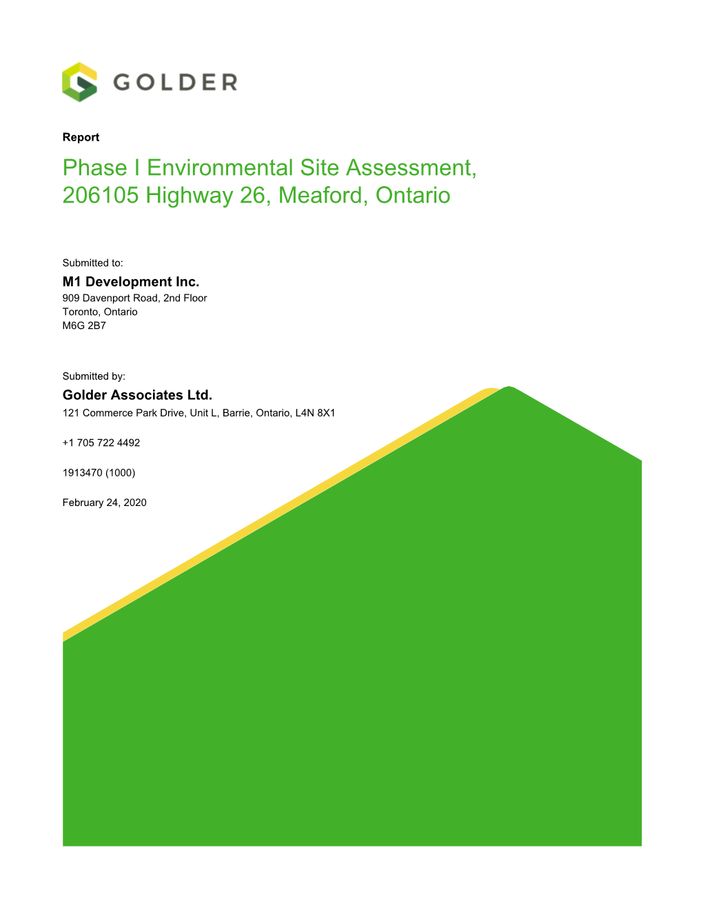 Phase I Environmental Site Assessment, 206105 Highway 26, Meaford, Ontario