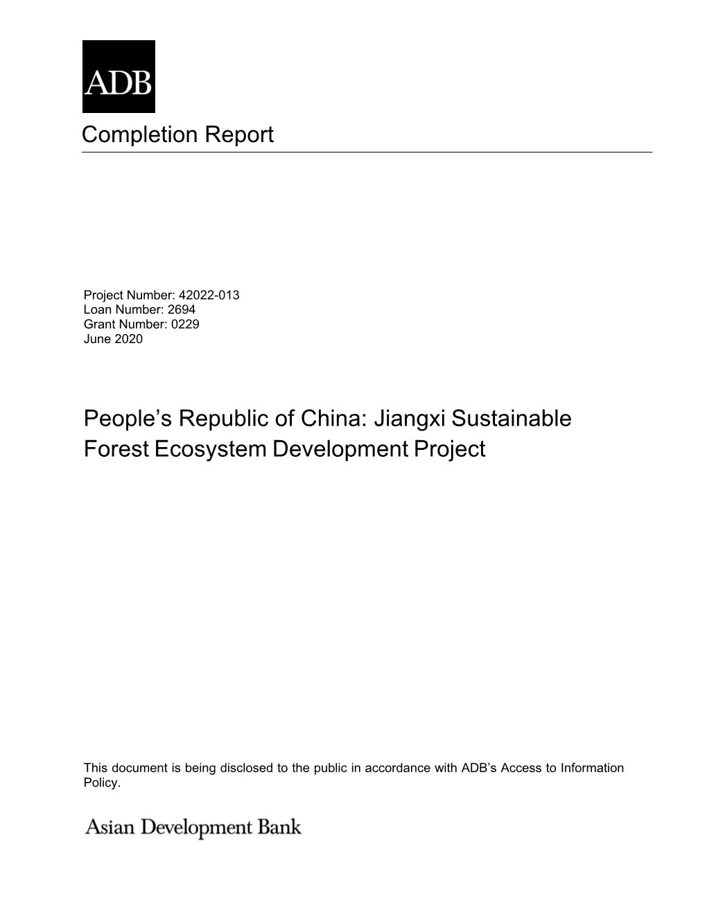 Jiangxi Sustainable Forest Ecosystem Development Project 4