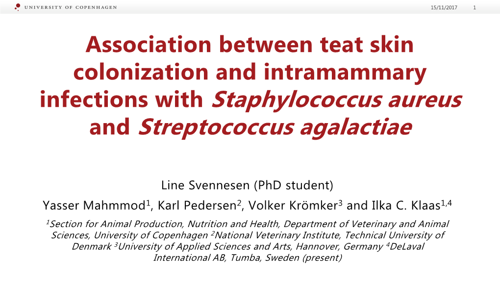 Infections with Staphylococcus Aureus and Streptococcus Agalactiae