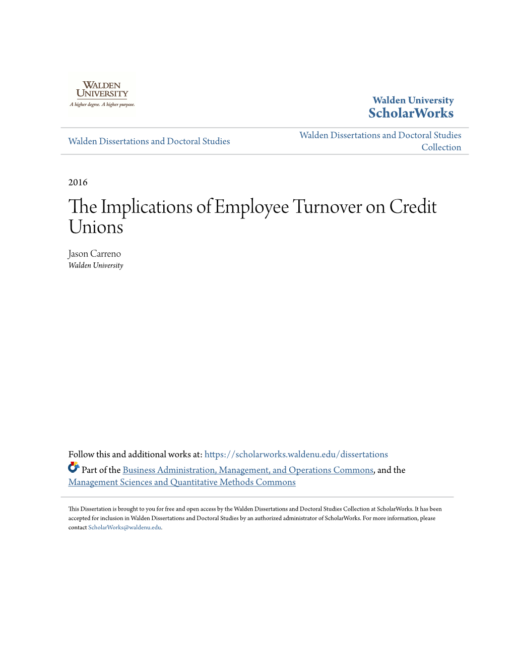 The Implications of Employee Turnover on Credit Unions