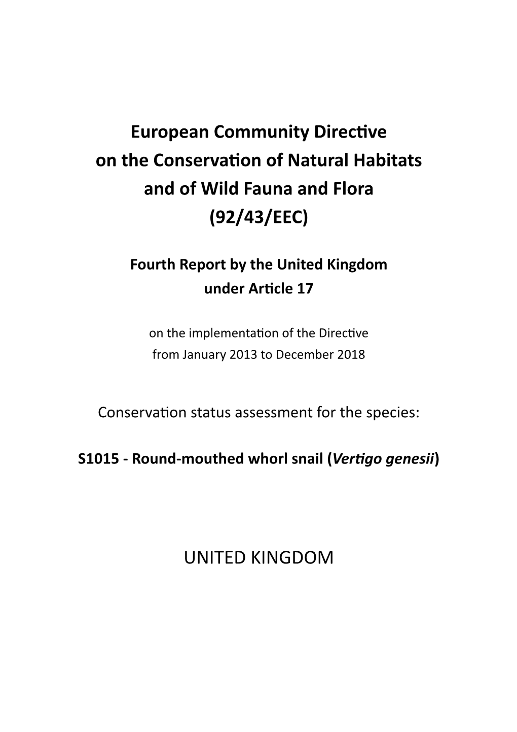 UK Conservation Status Assessment for S1015